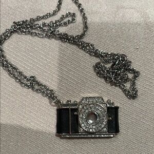 Silver and Black Camera Pendant Necklace